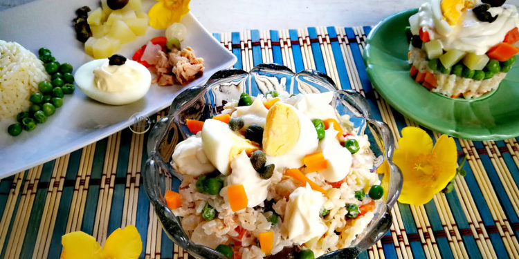 Insalata russa di riso tre versioni panoramica